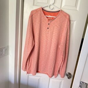 Tommy Bahama Men’s Orange Long Sleeve Henley, Size XXL